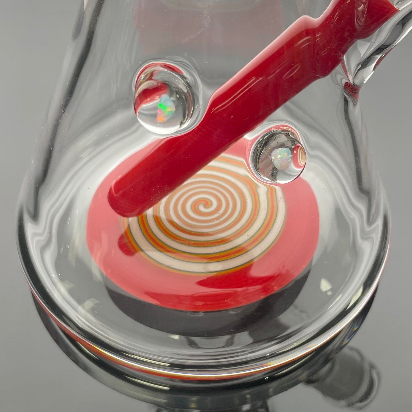 Full Zirkl Colour Accented Ball Beaker - Cherry & Line Work w/ Opals