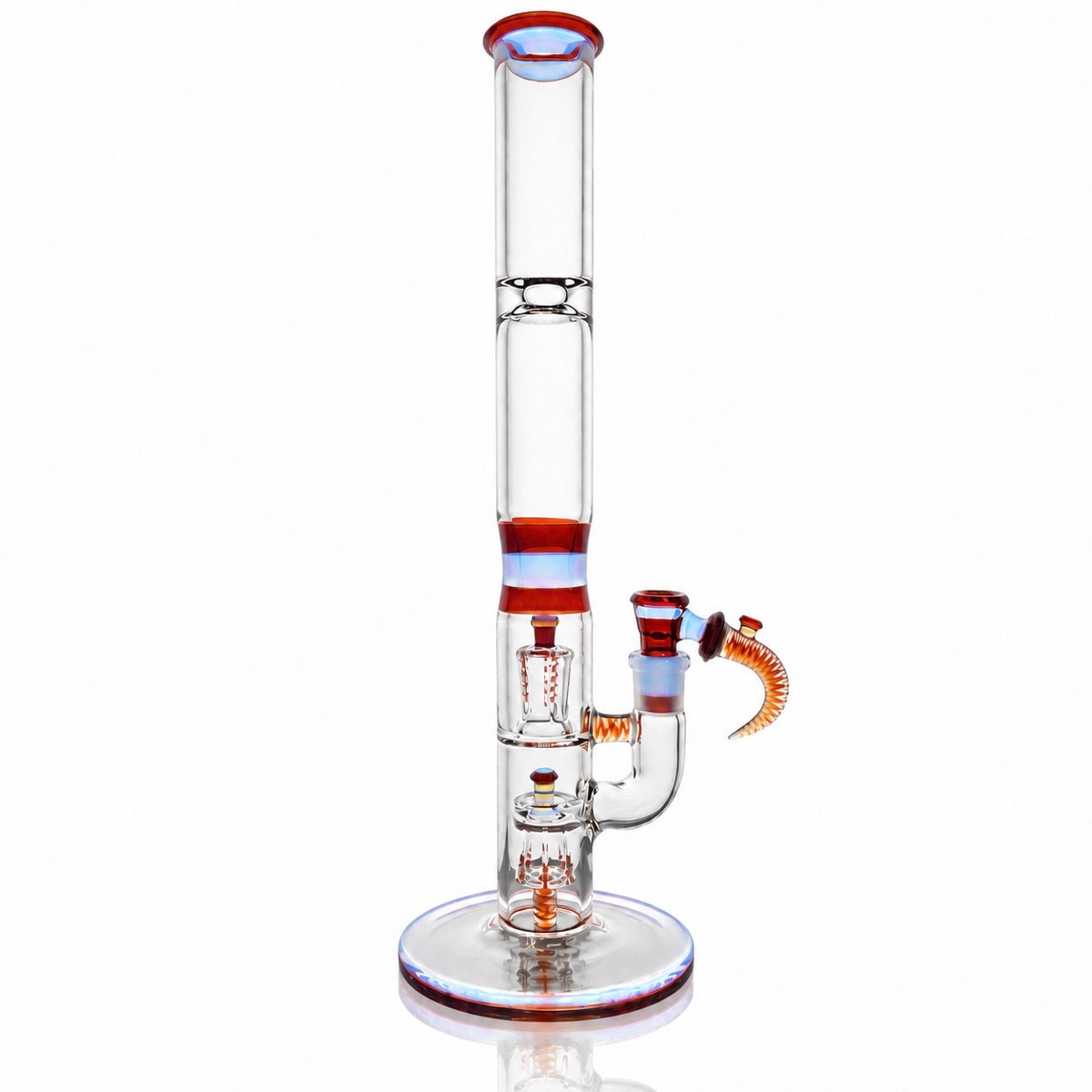 Jamms Full Accent Double Diamond Tube Set w/ Encalmo Midsection & Restriction, Matching Bowl & Poker - Moonstone & Ruby Slippers