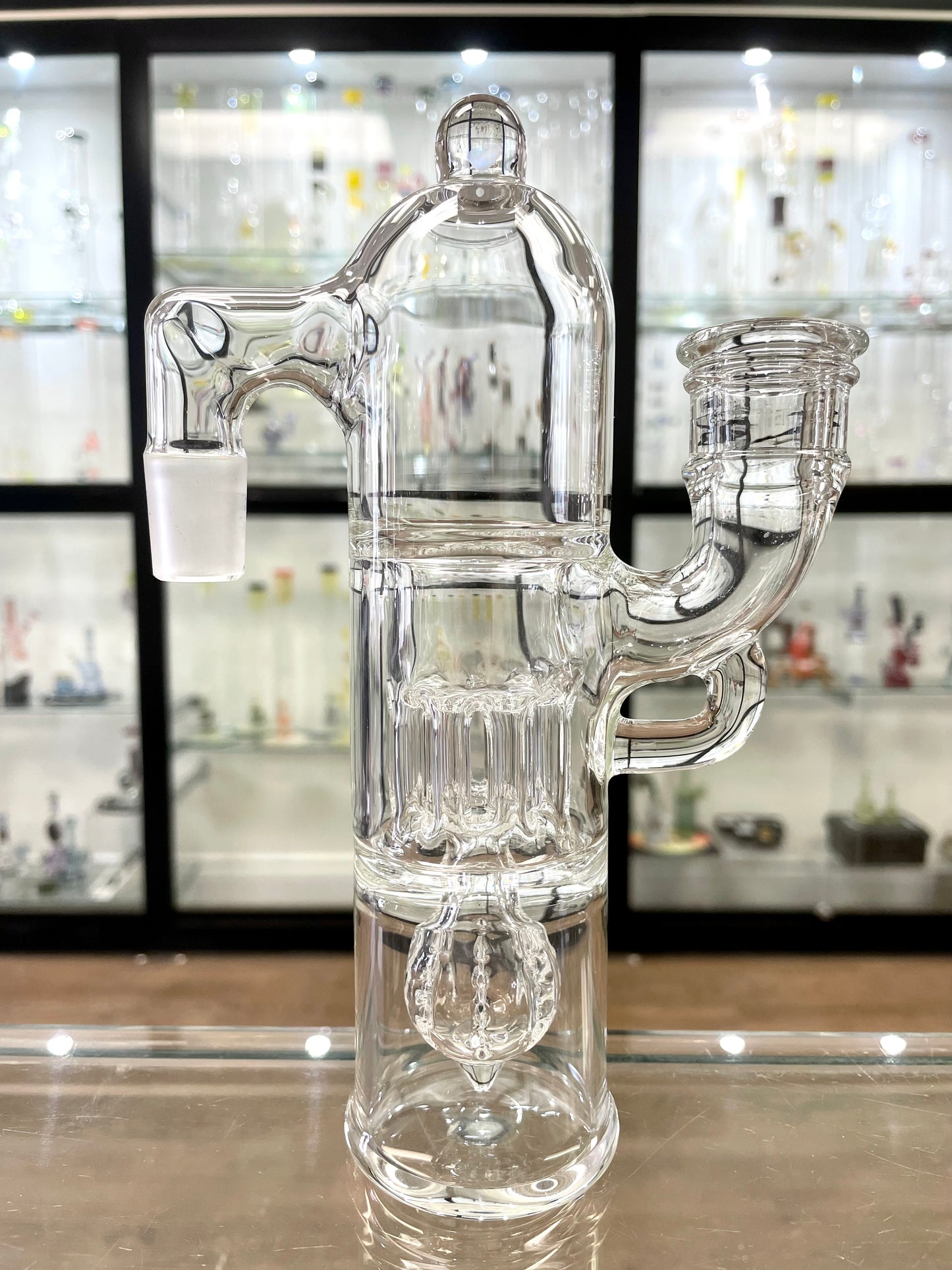 Blazed Pillar Ash Catcher 18mm 90 - Clear w/ Opal