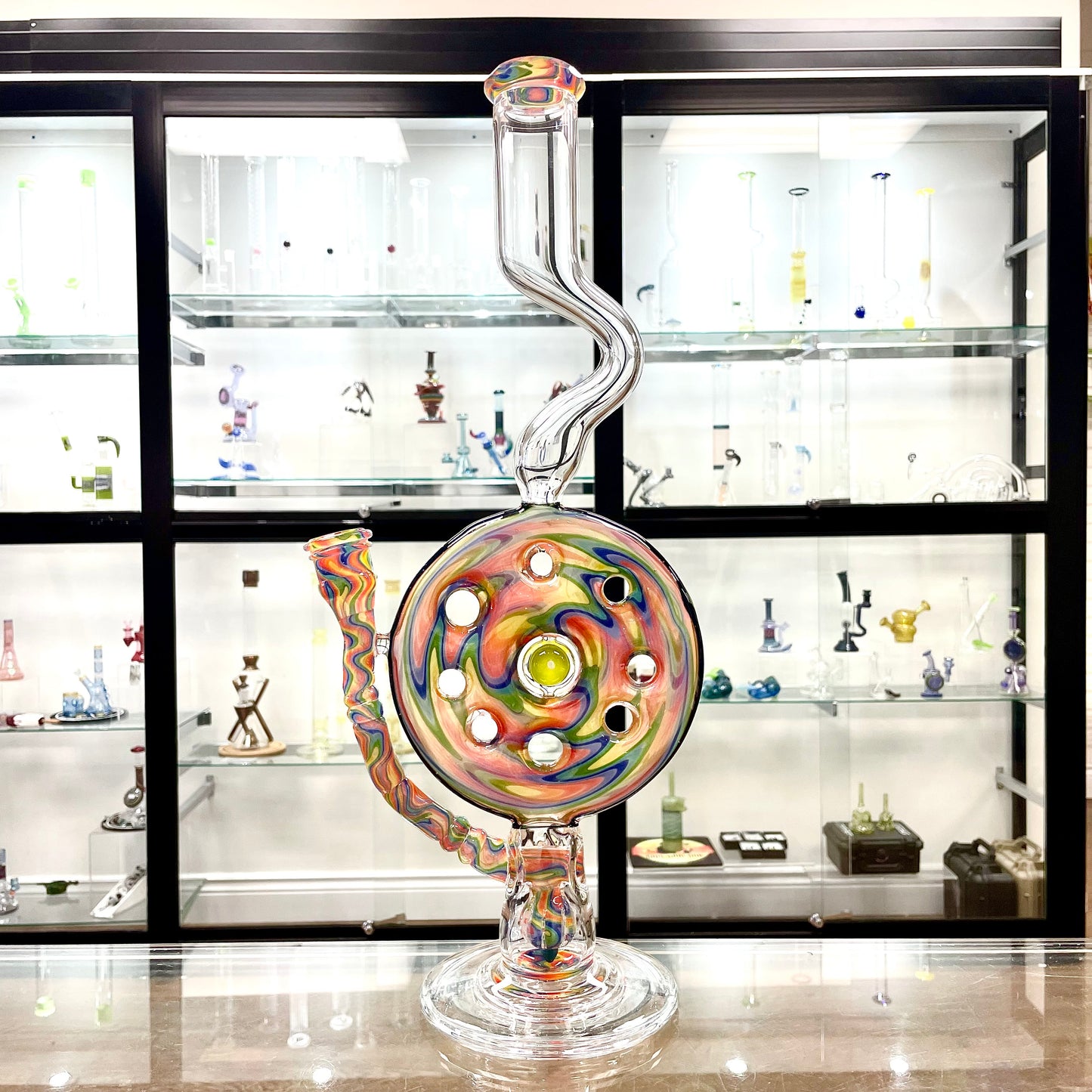 Blazed Worked Swiss Style Tube w/ Opal - Wavy Gravy
