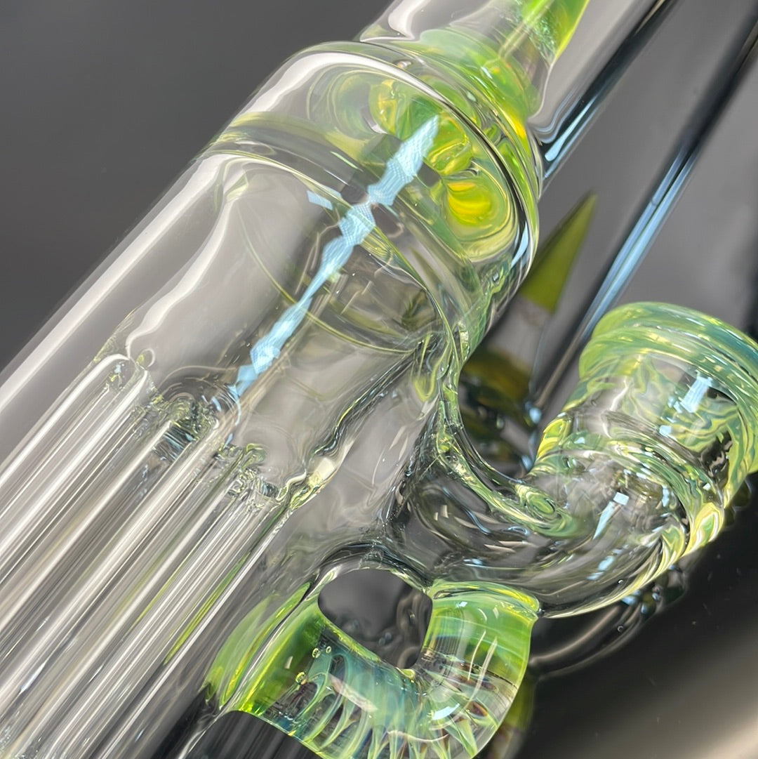 Blazed Mini Pillar Tube w/ Hollow Foot & Straight Neck (Double Bore) - Ectoplasm w/ Opal