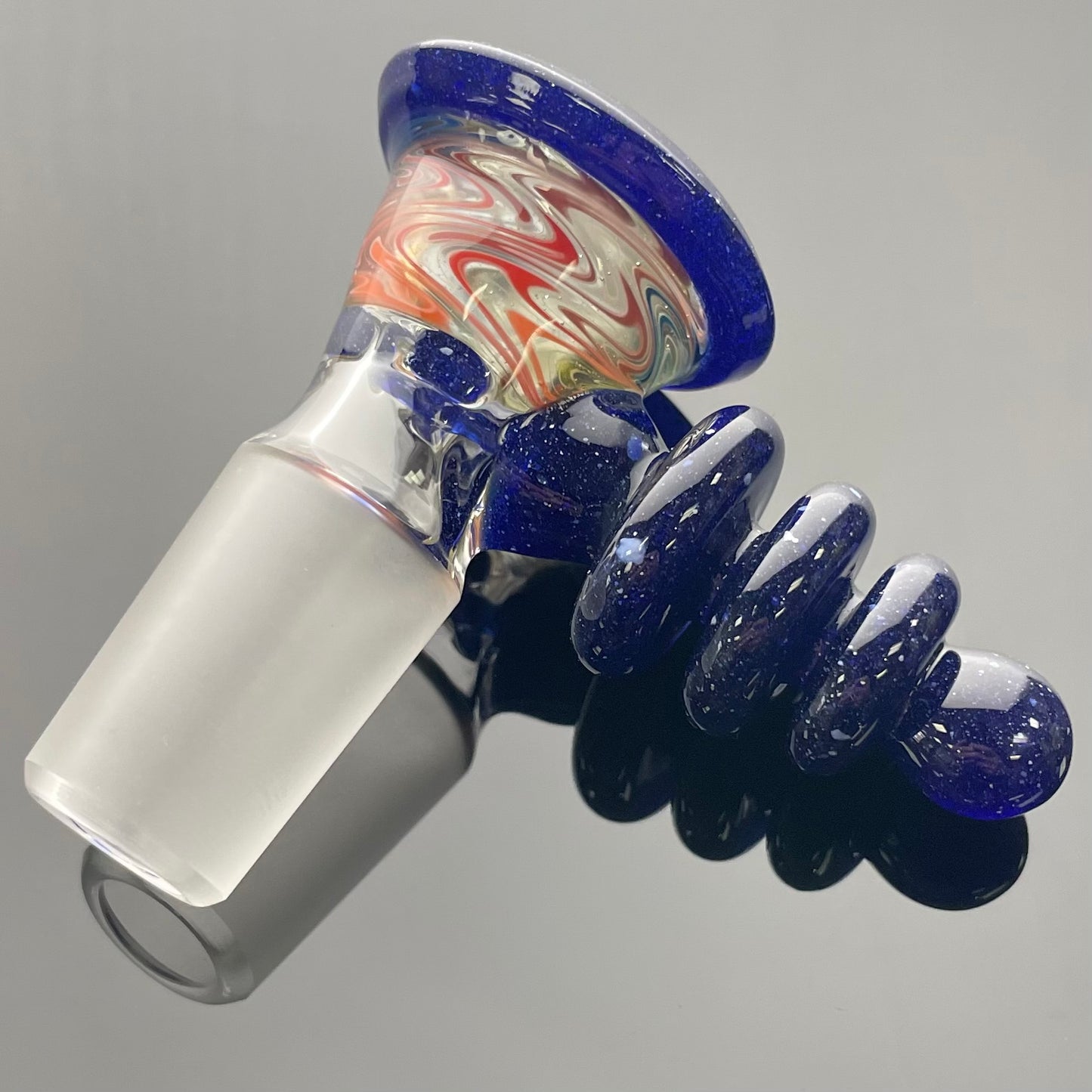 Red Heady Custom Vac Stack 18mm 4 Hole Ray Gun Bowl - Blue Blizzard & UV - #7