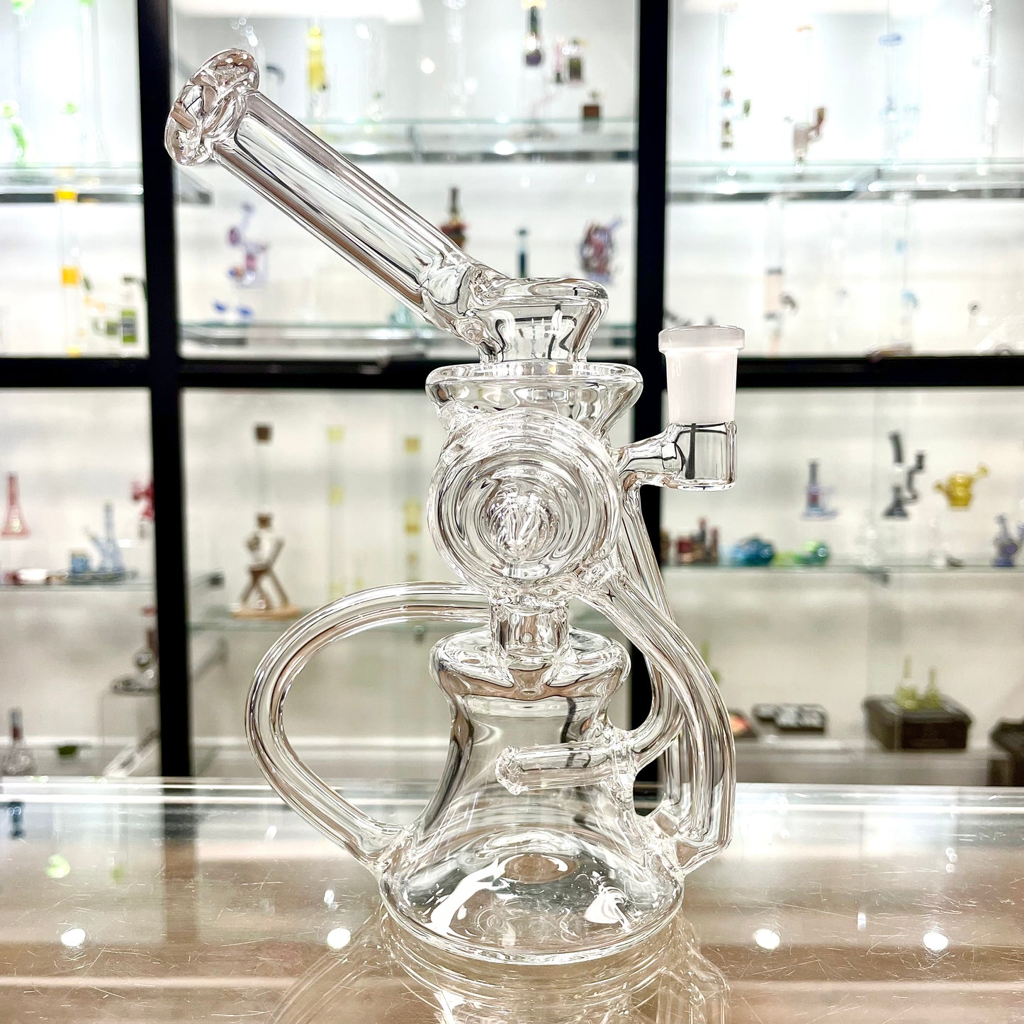 Mimzy V2 Clear Double Disc Full Scroller Recycler - 14mm