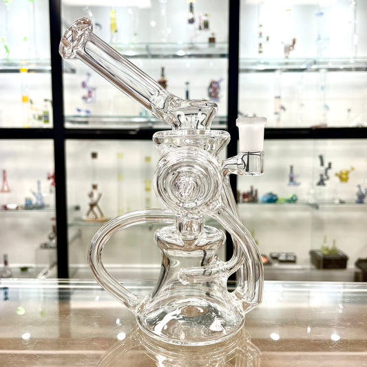 Mimzy V2 Clear Double Disc Full Scroller Recycler - 14mm
