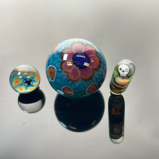 Vick Glass 3pc Millie Slurper Marble Set - A