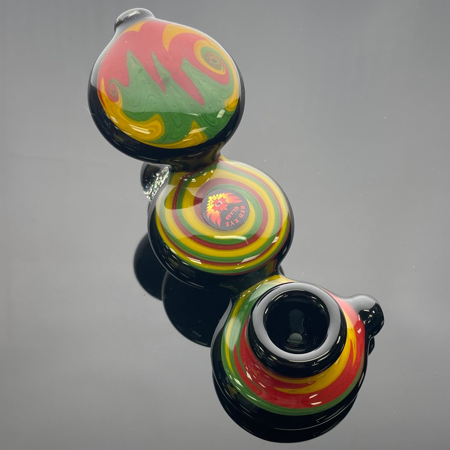 Red Eye Glass 4.5" Rasta Disc Hand Pipe