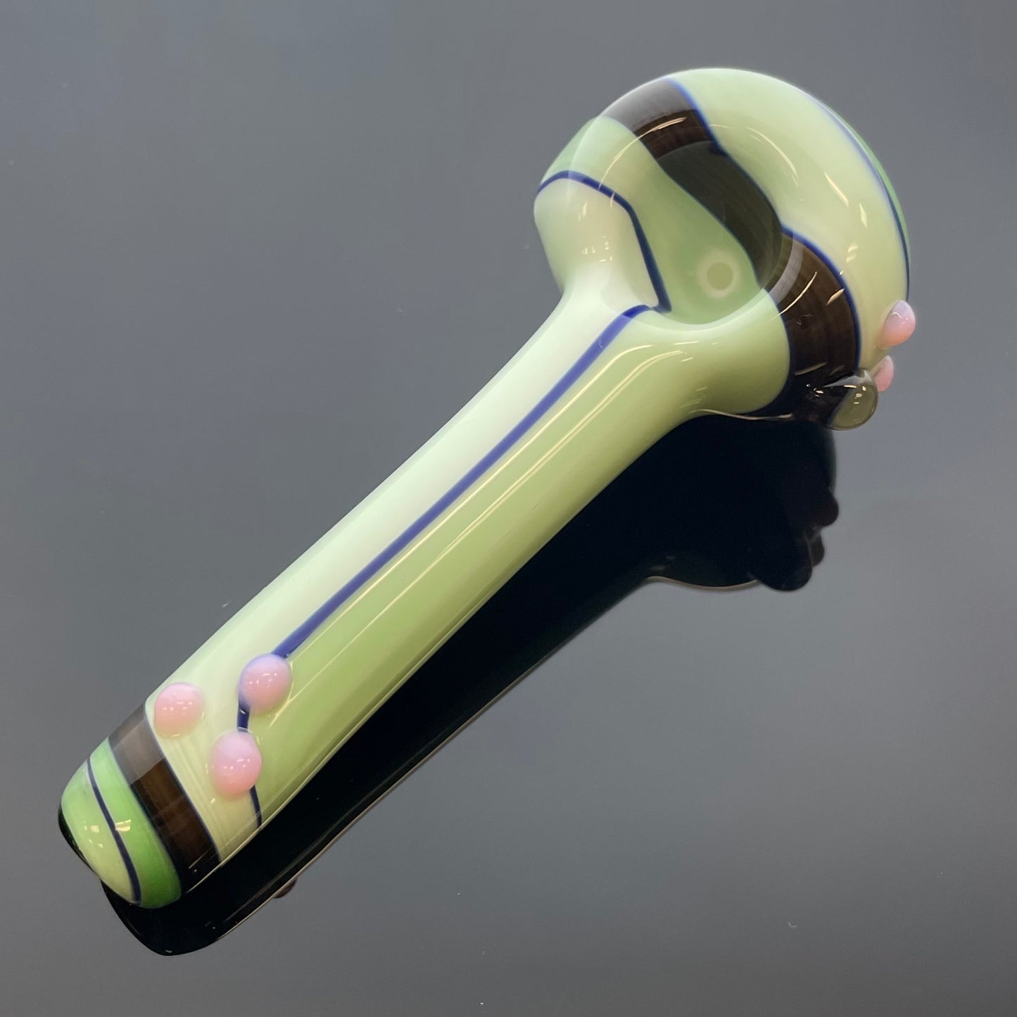 Unbranded 4.75" Cream Stripes w Marbles Glass Hand Pipe - Various Colours