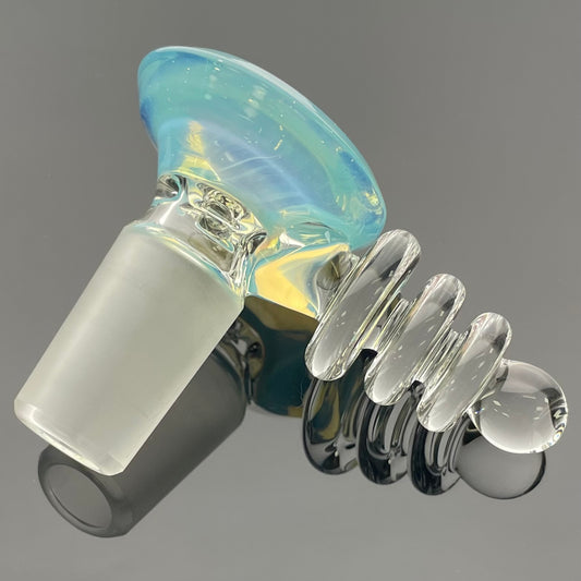 Red Heady Partially Accented Double Dip 18mm 4 Hole Ray Gun Bowl - Marina over Blue Satin - #6