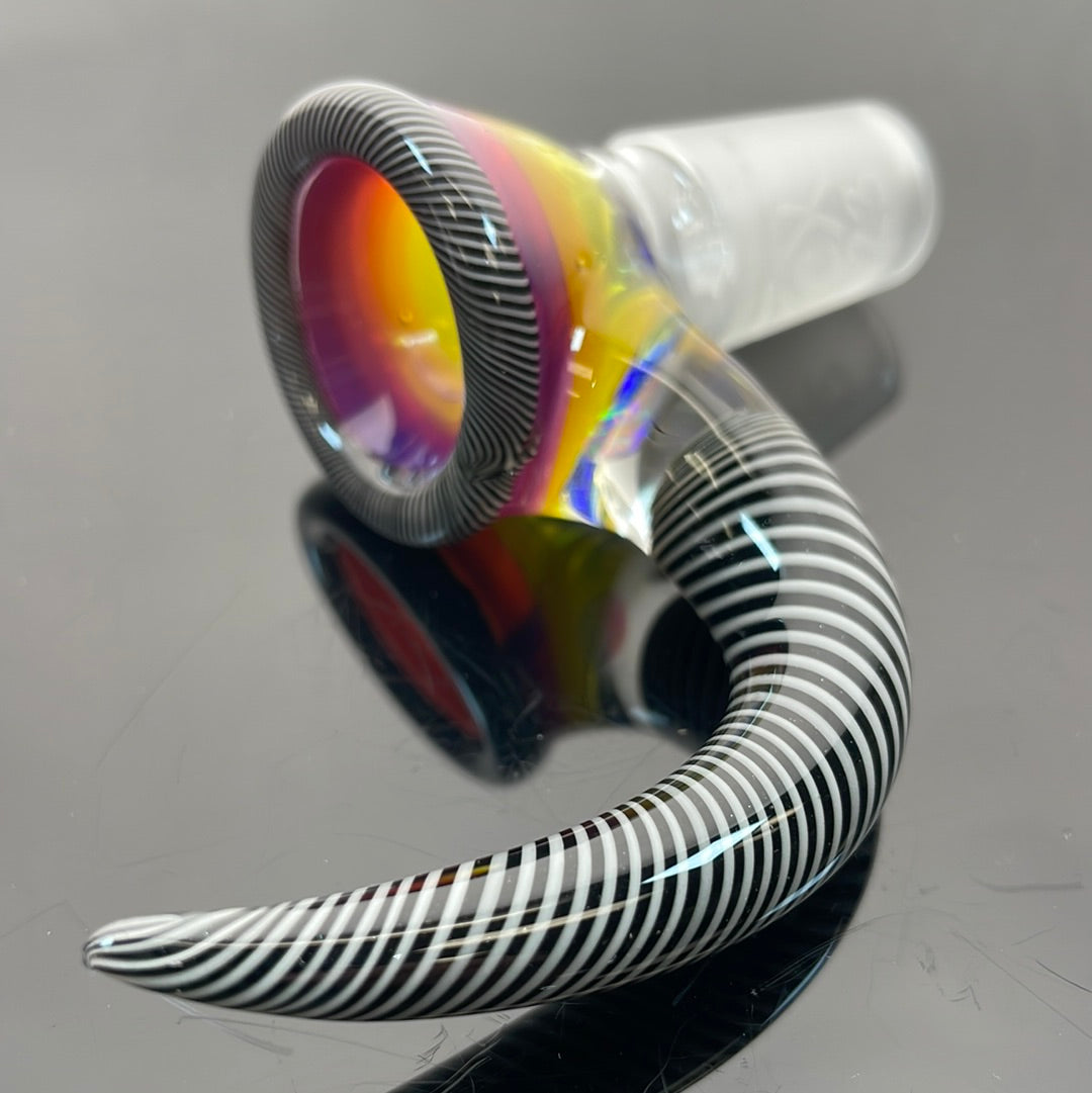 T-Rex 18mm 4 Hole Bowl - Sunset Fade, Spiral Lip & Horn, Opal, Cobalt Screen