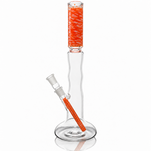 Mastah Glass Hollowfoot Frit Bong - White x Lava
