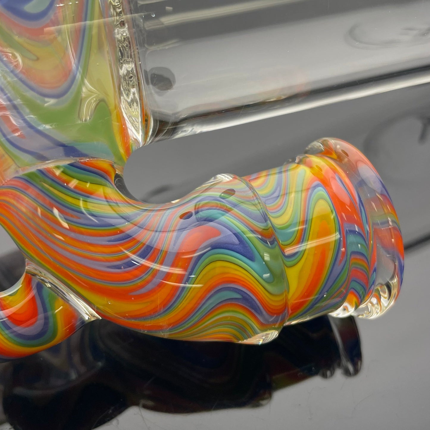 Blazed Worked Mini Pillar w/ Bent Neck & Hollow Foot - Wavy Gravy