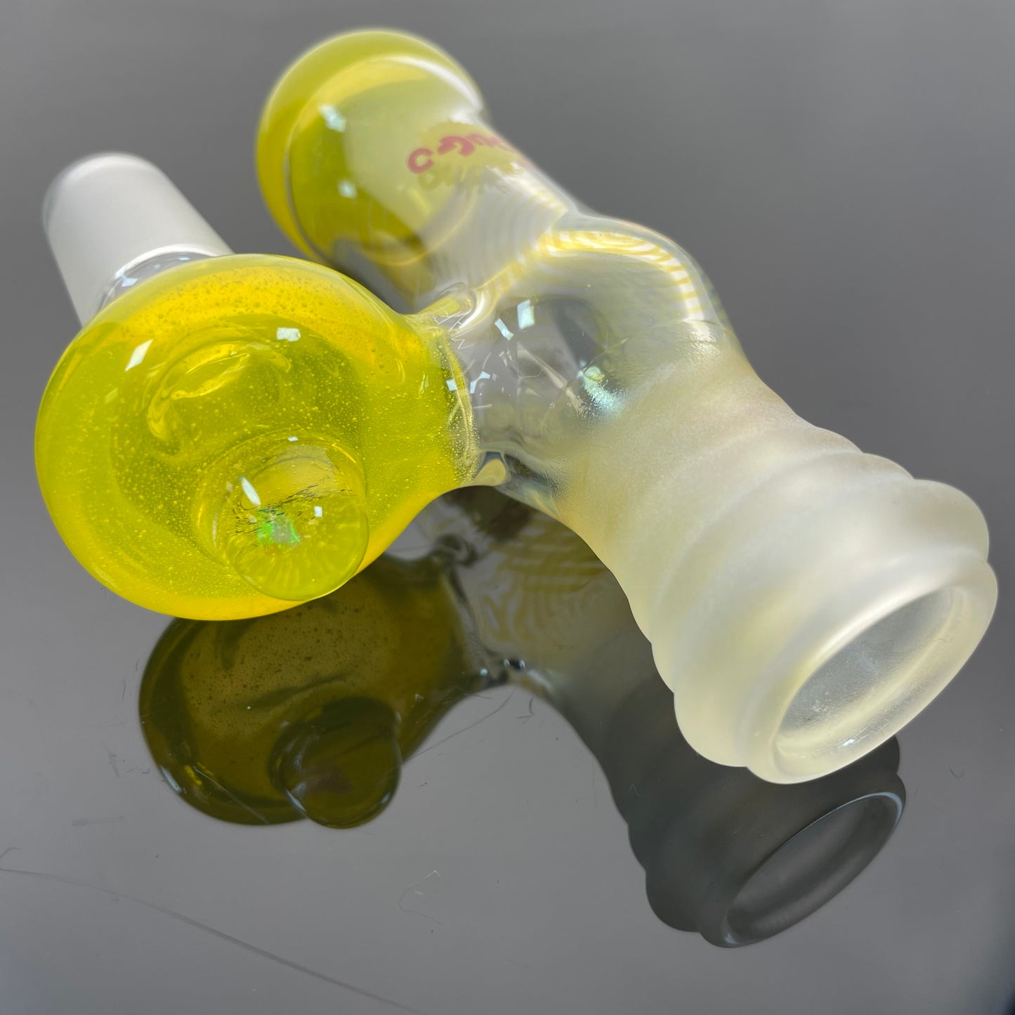 Yougo Boro 18mm 90 Fully Accented Dry Ash Catcher - Lemon Drop