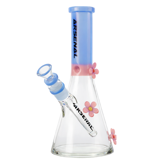 Arsenal 10" Spring Bloom Glass Beaker w/ Flowers - Various Colours