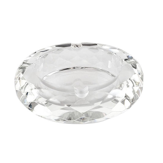 Glass Crystal Ashtray - Round Multi Faceted