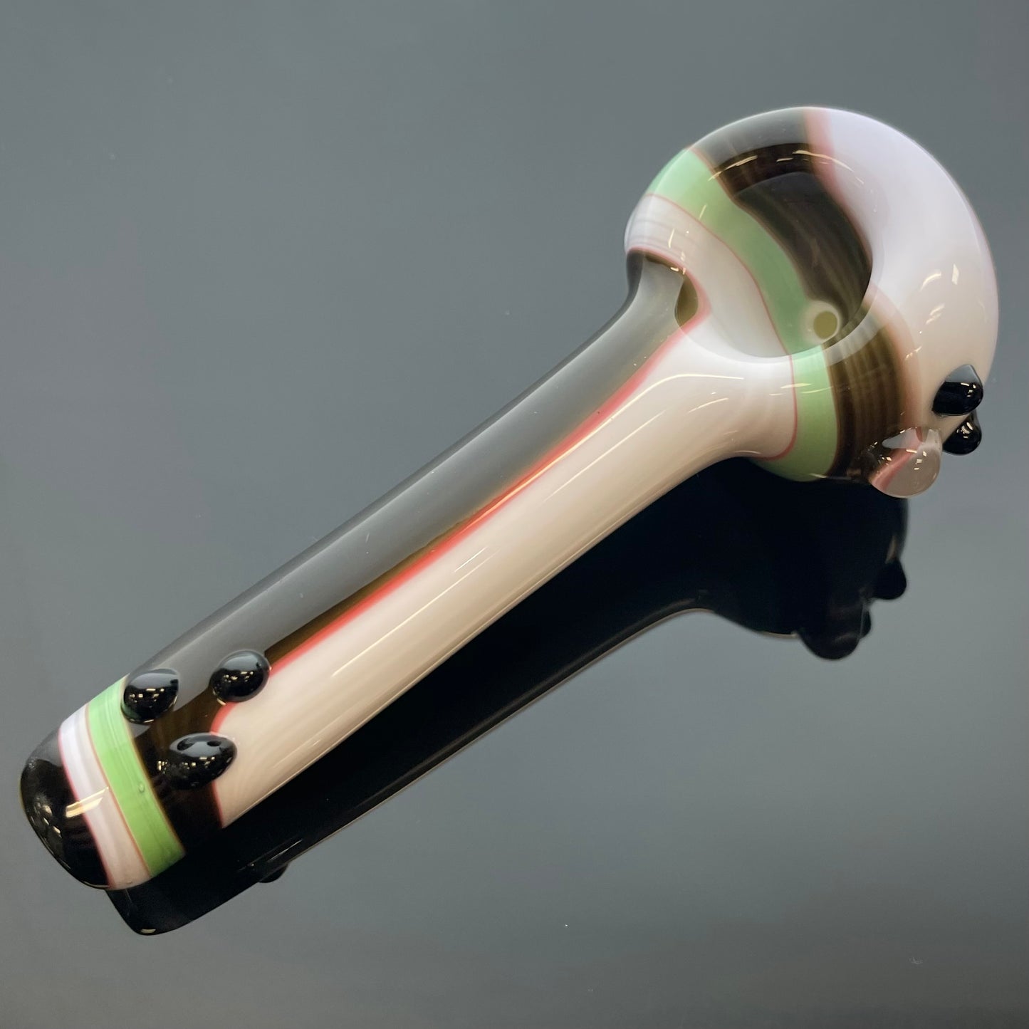 Unbranded 4.75" Cream Stripes w Marbles Glass Hand Pipe - Various Colours