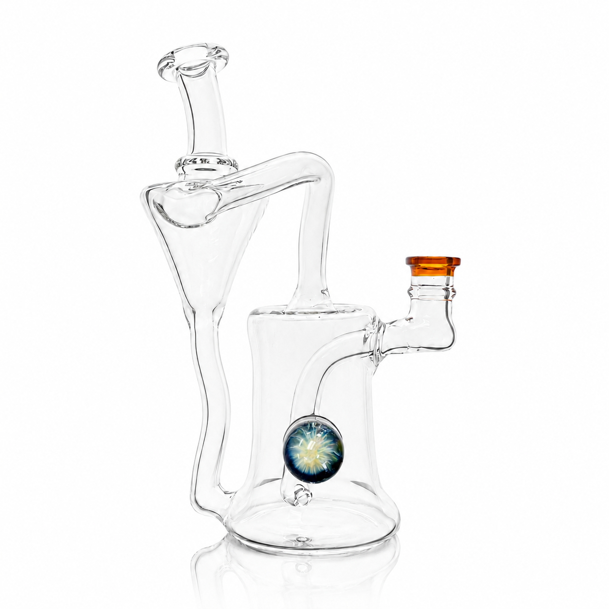 Clarks Glass Clear 14mm Recycler w/ Colour Accents