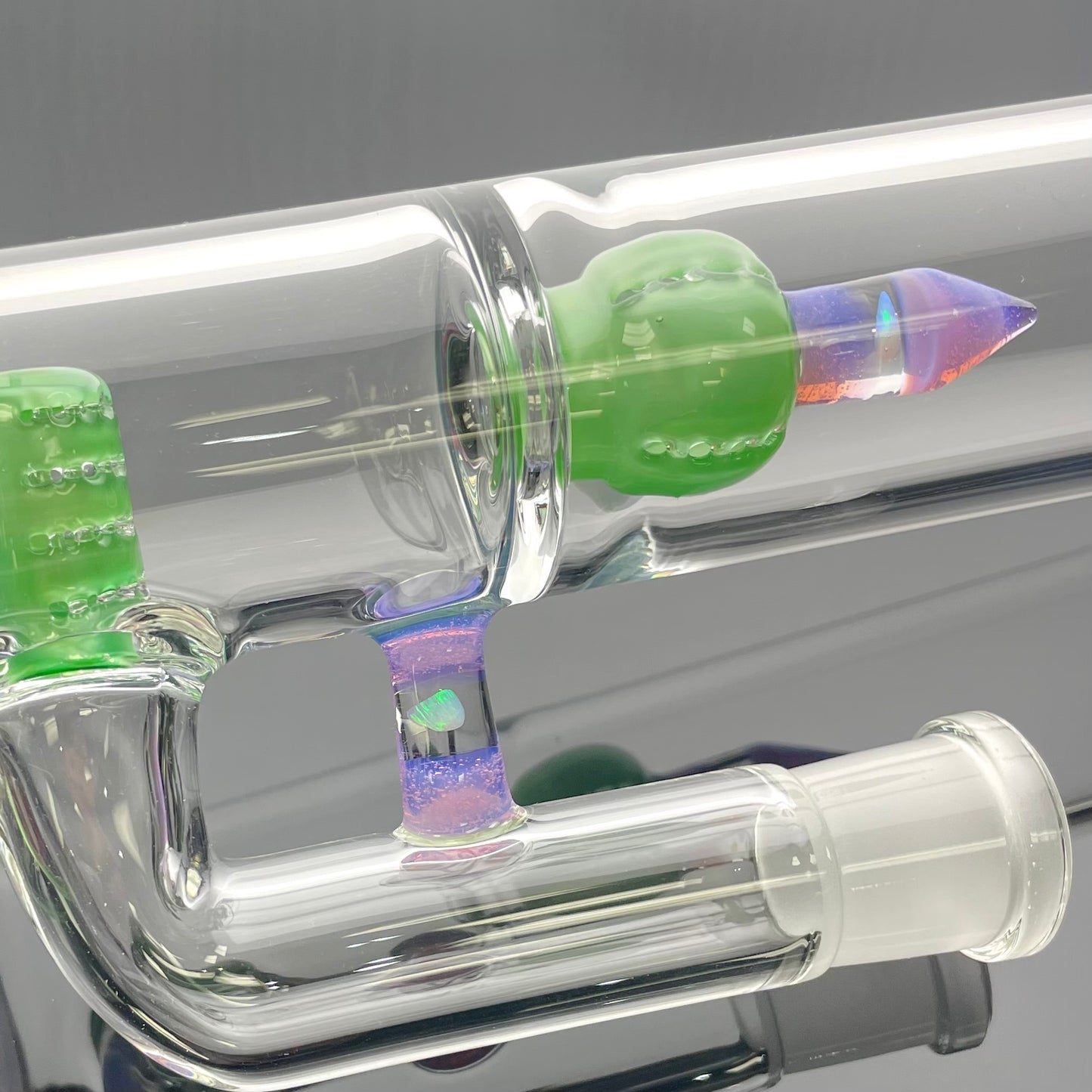 Green Belt Worked Stemline to Imperial + Bowl Set - Chromium & Pink Slyme w/ Opals