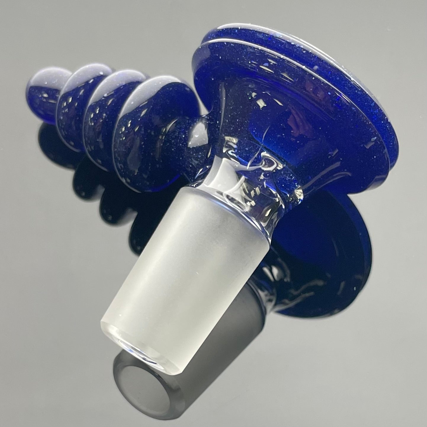 Red Heady Fully Accented 18mm 4 Hole Ray Gun Bowl - Blue Blizzard - #3