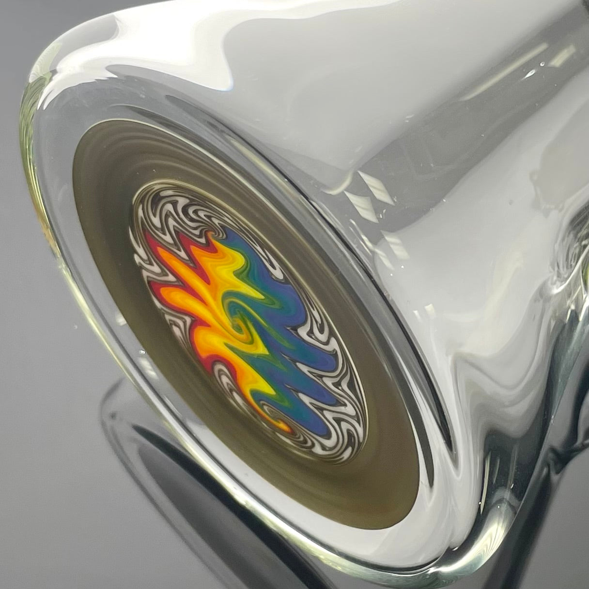 Full Zirkl x Pyrosophical Worked Ball Beaker - Electrum & Rainbow Line Work