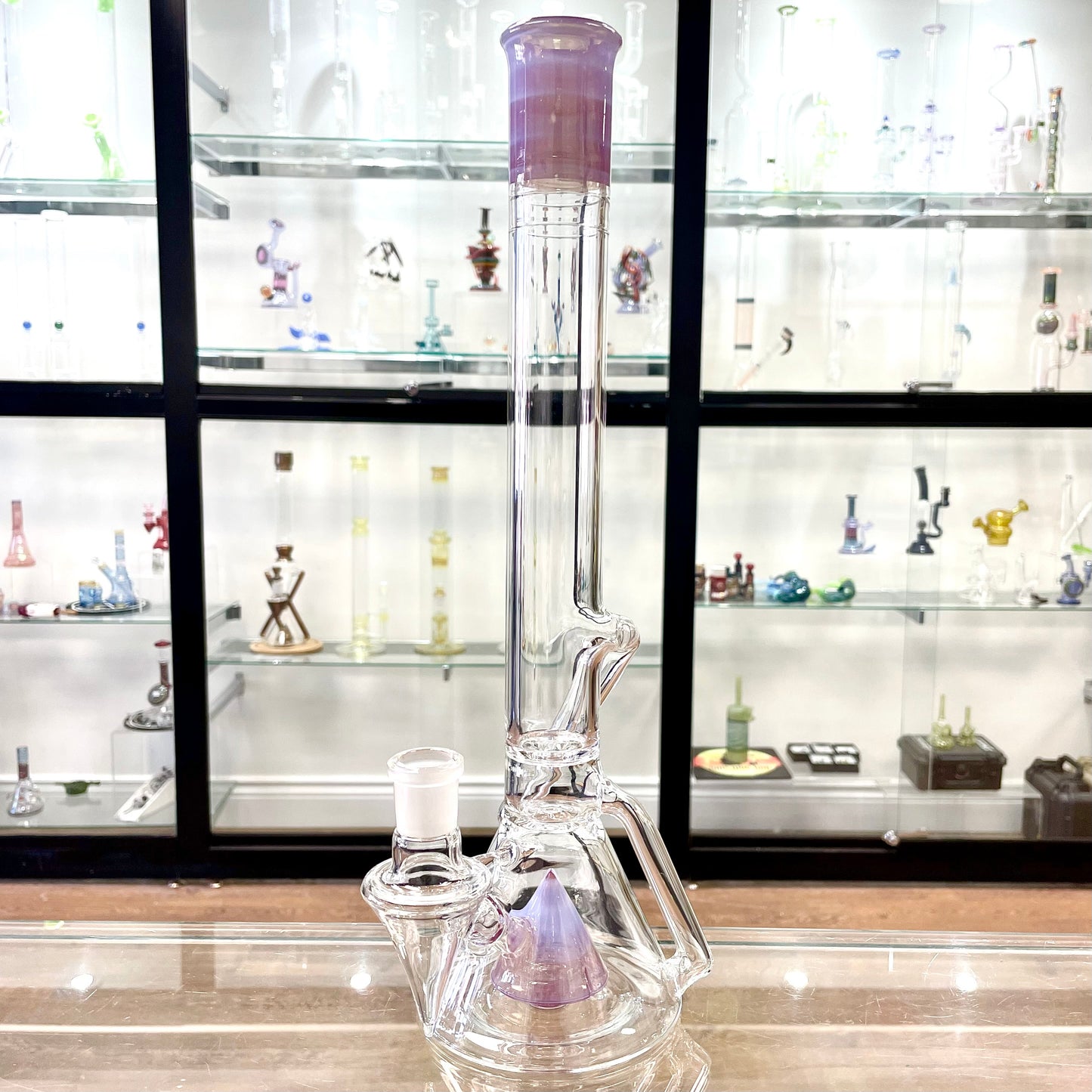 Discobox Large Colour Accented Fixed Single Recycler Beaker - Ghost Over Sangria