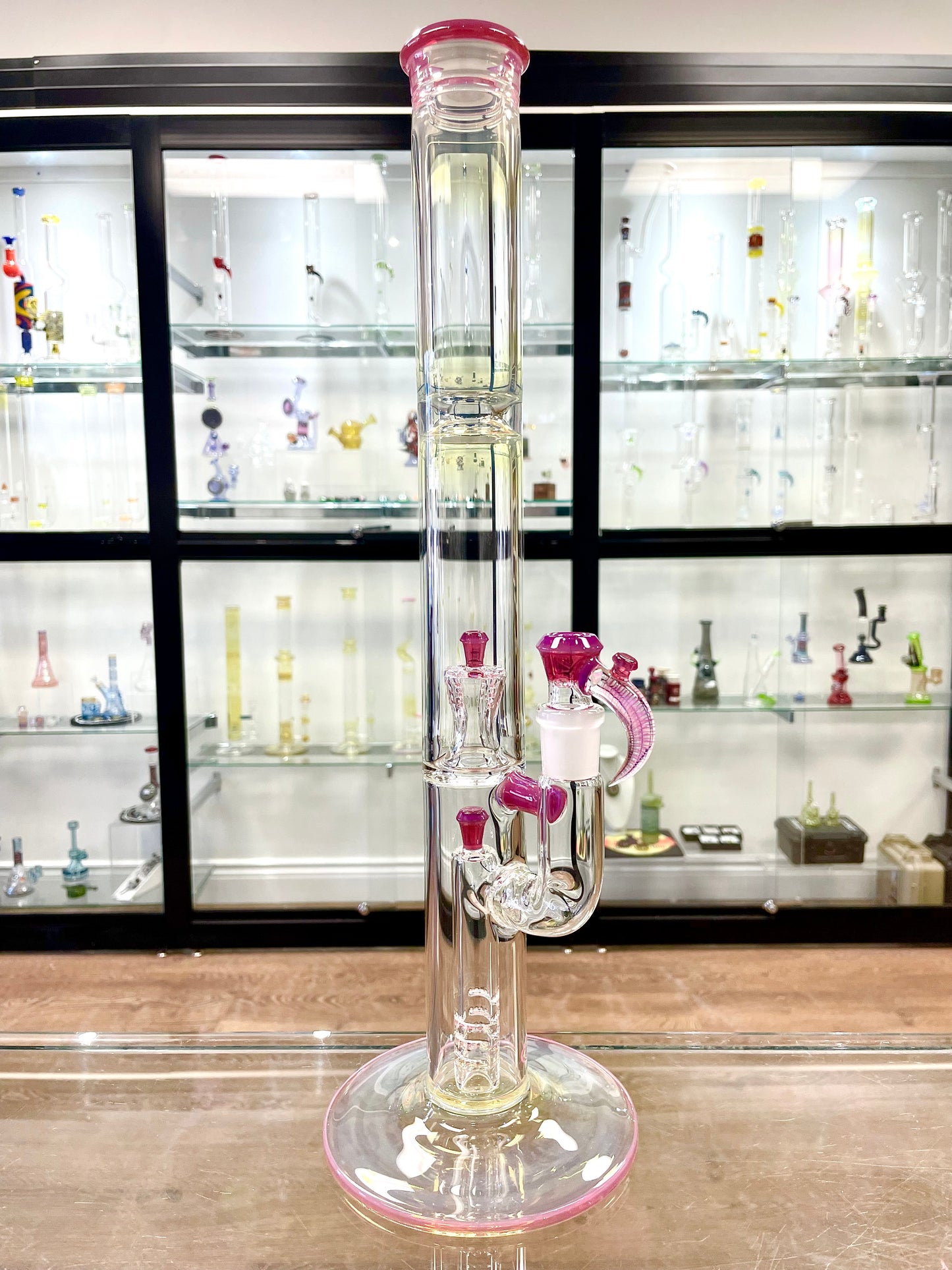 Jamms Straight Tube Set w/ Fumed Pillar to Diamond Perc  - Telemagenta w/ Opal Slide