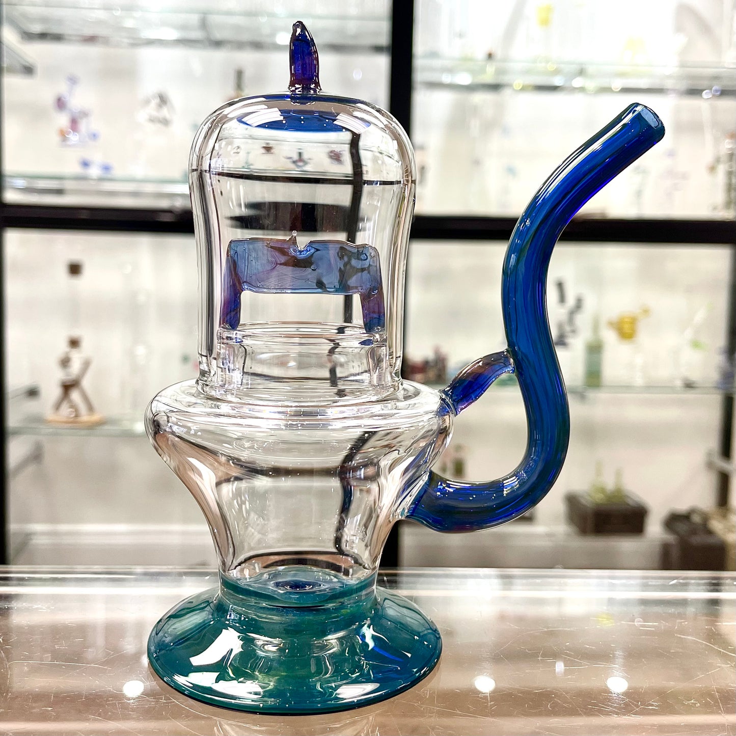 Mastah Glass Special Edition Worked Hash Lantern - Gold & Silver Over Cobalt