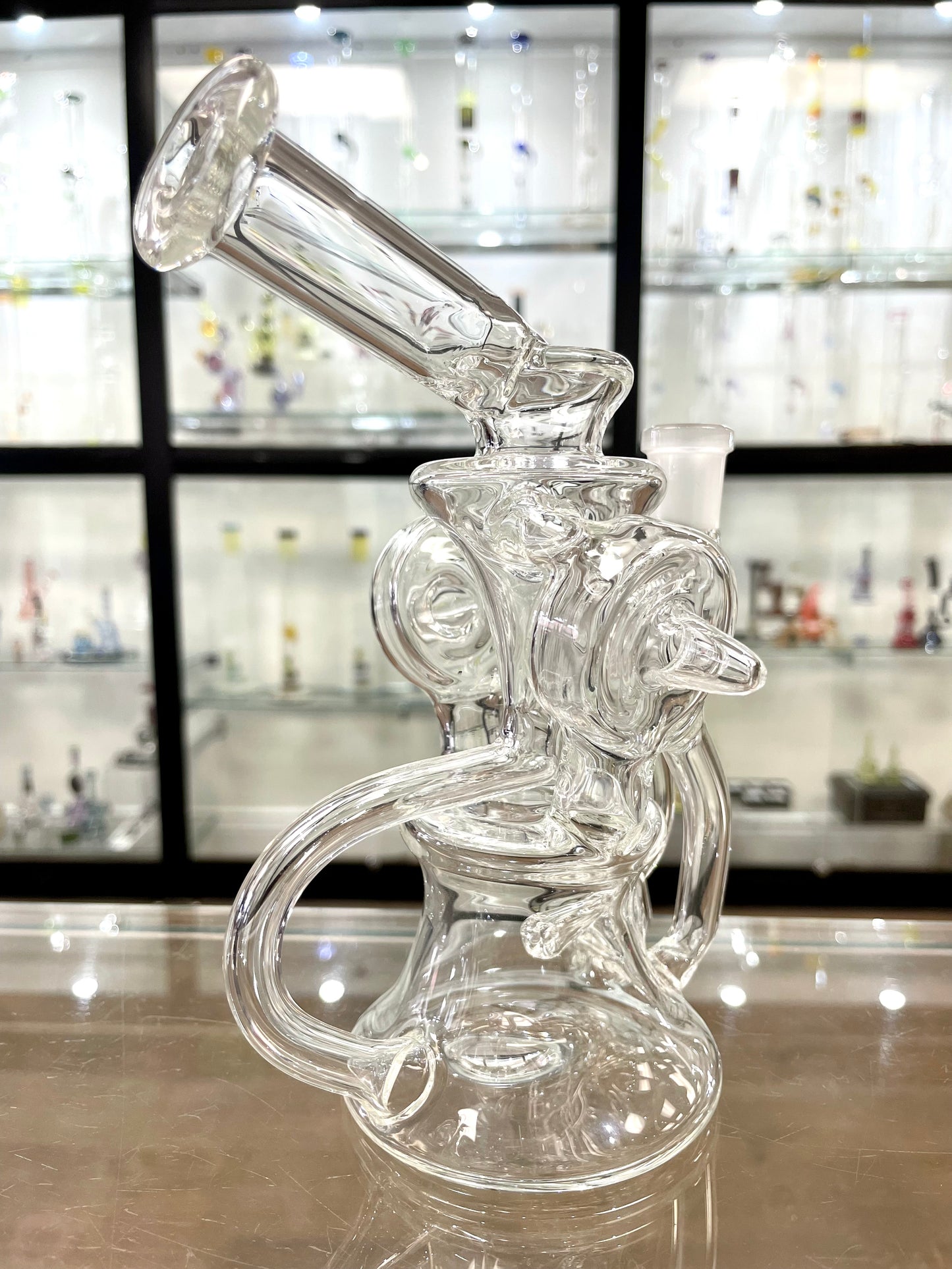 Mimzy V2 Clear Double Disc Full Scroller Recycler - 14mm