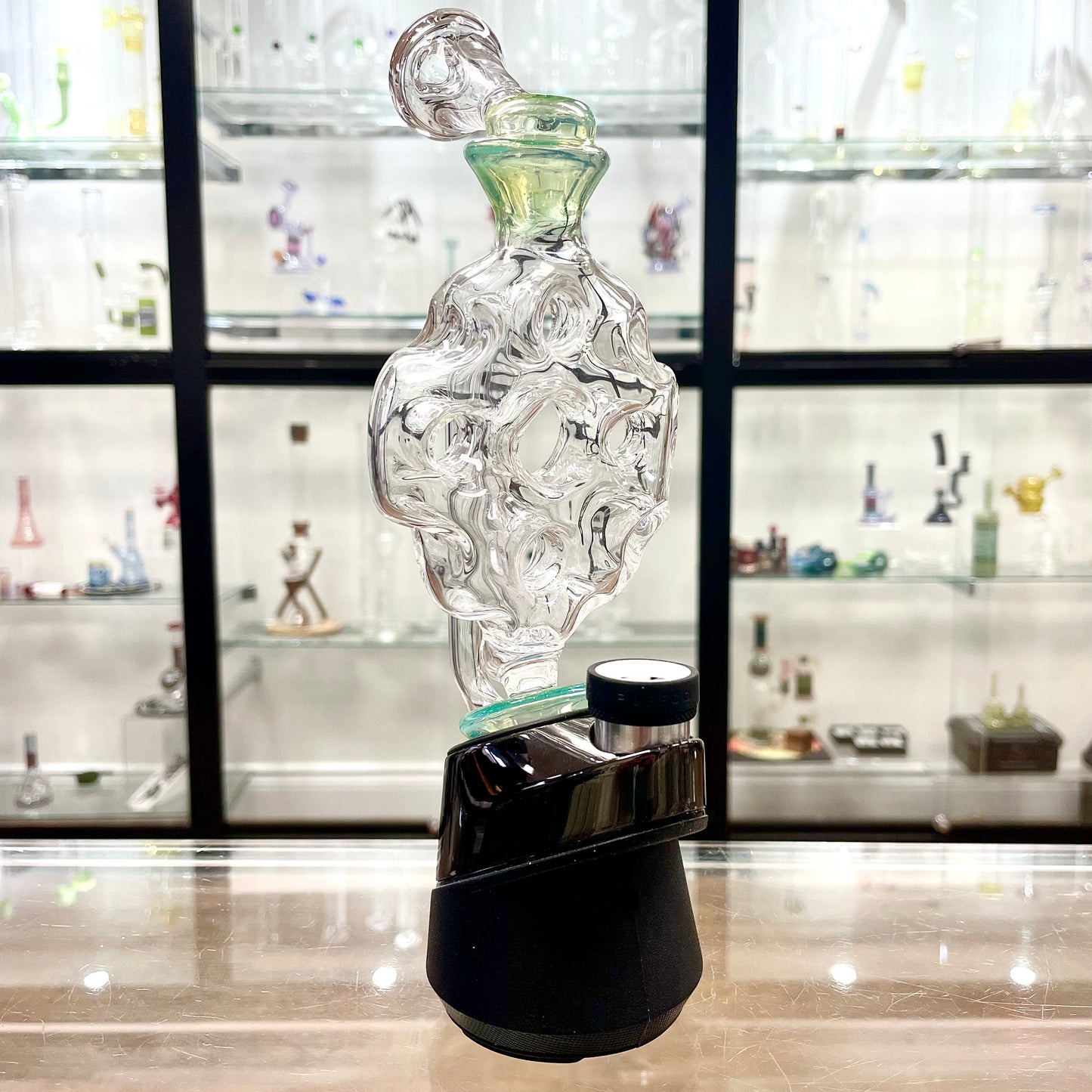 Eka Glass Colour Accented Swiffco Puffco Peak Glass Top - Sea Slyme