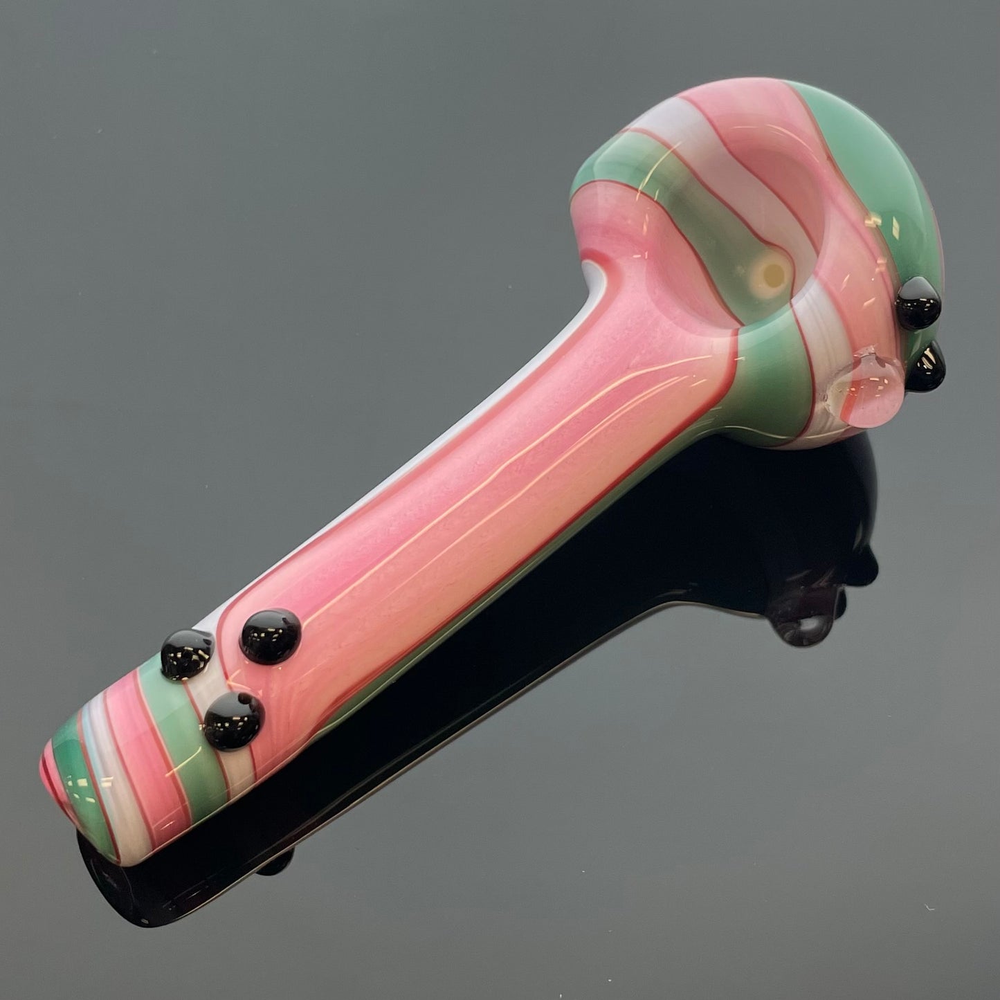 Unbranded 4.75" Cream Stripes w Marbles Glass Hand Pipe - Various Colours