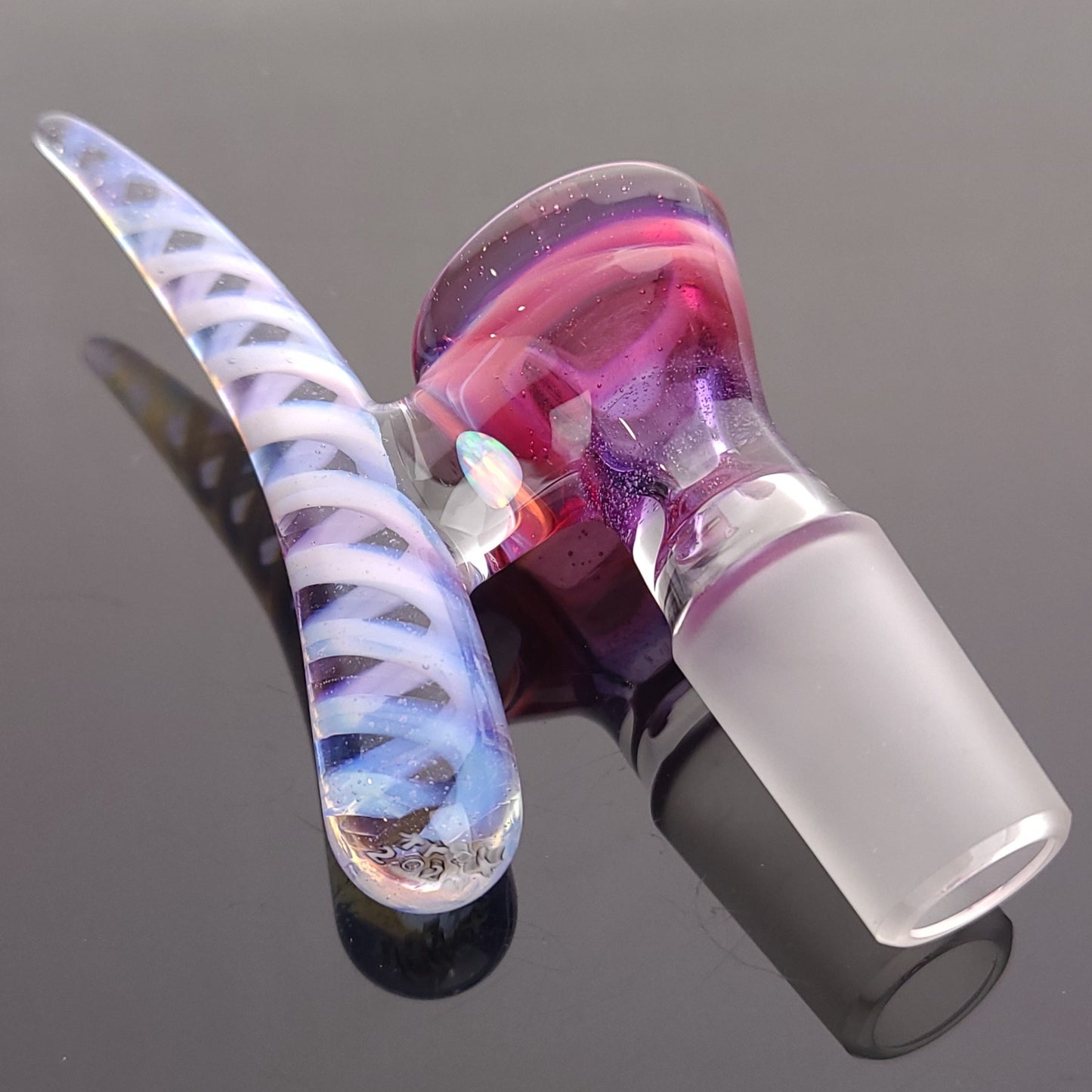 T-Rex 18mm 1 hole Bowl Pink Encalmos, Pink Opal & Spiral Horn