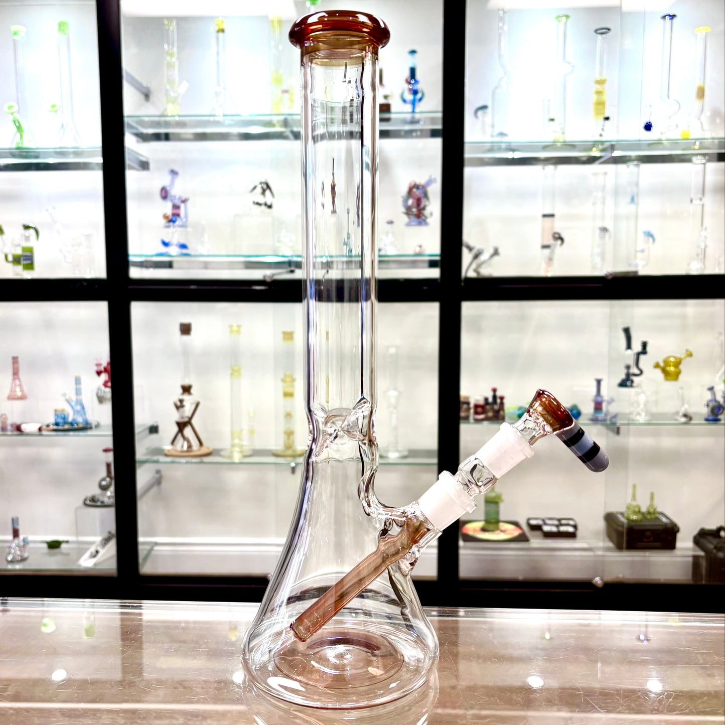 Green Belt Colour Accented Beaker - Moist Raspberry over Exp. Bronze Pearl