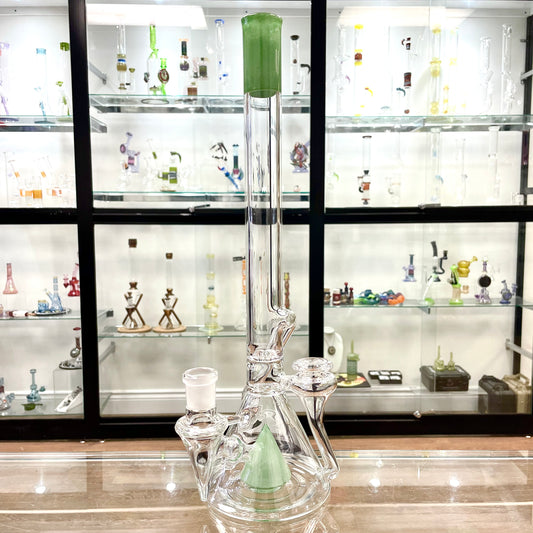 Discobox Colour Accented Fixed Double Recycler Beaker - Green Stardust / Mint