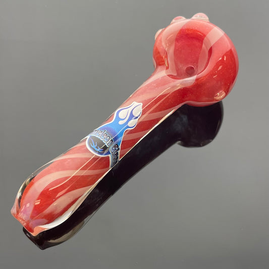 Chameleon Glass 3.75" Red Swirl Hand Pipe