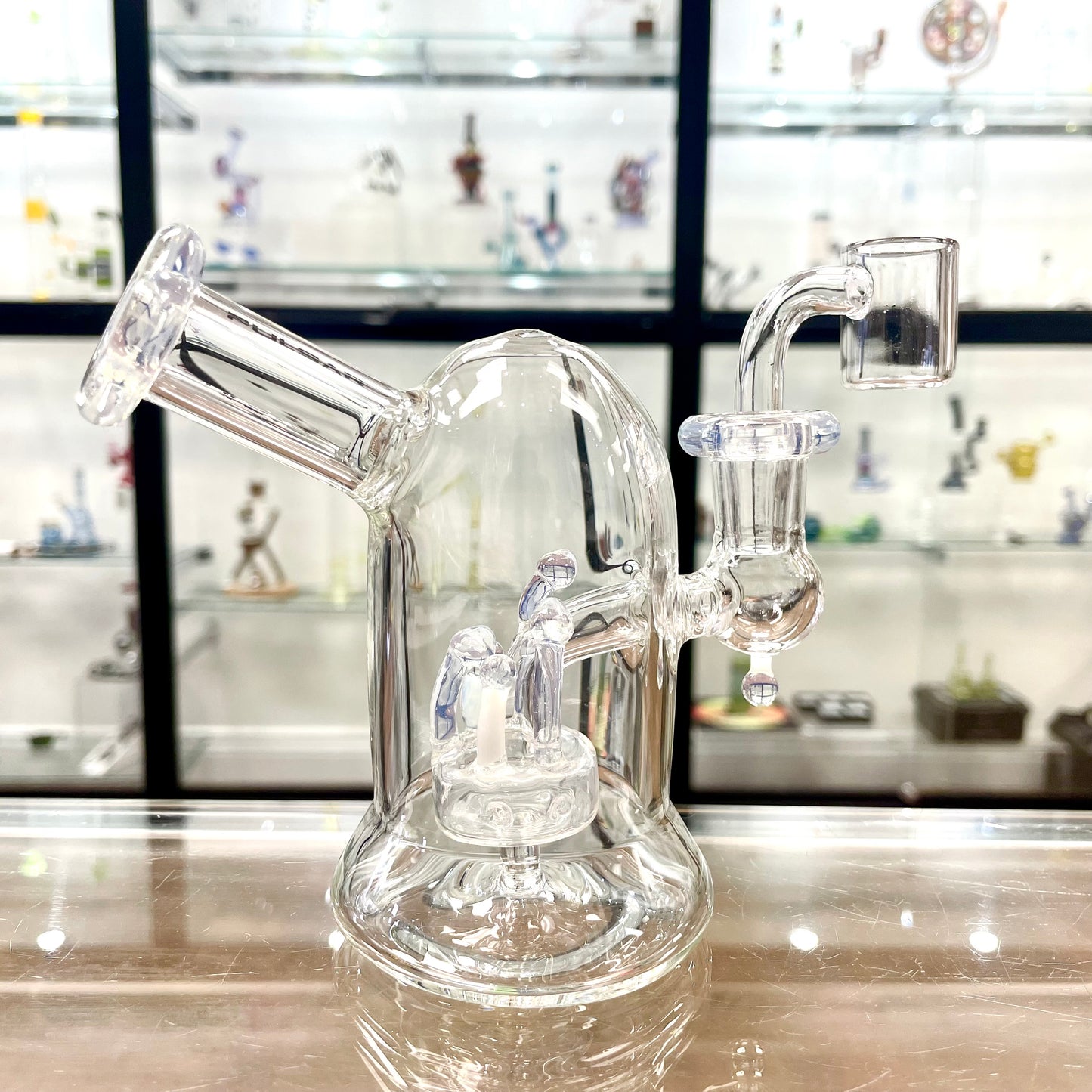 Pulsar 5" Bioluminescence Shroom Perc Mini Glass Dab Rig - Various Colours