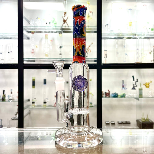 Unbranded 9.75" Galaxy Kraken Honeycomb Tube w/ 14mm Bowl - Red/Blue/Orange