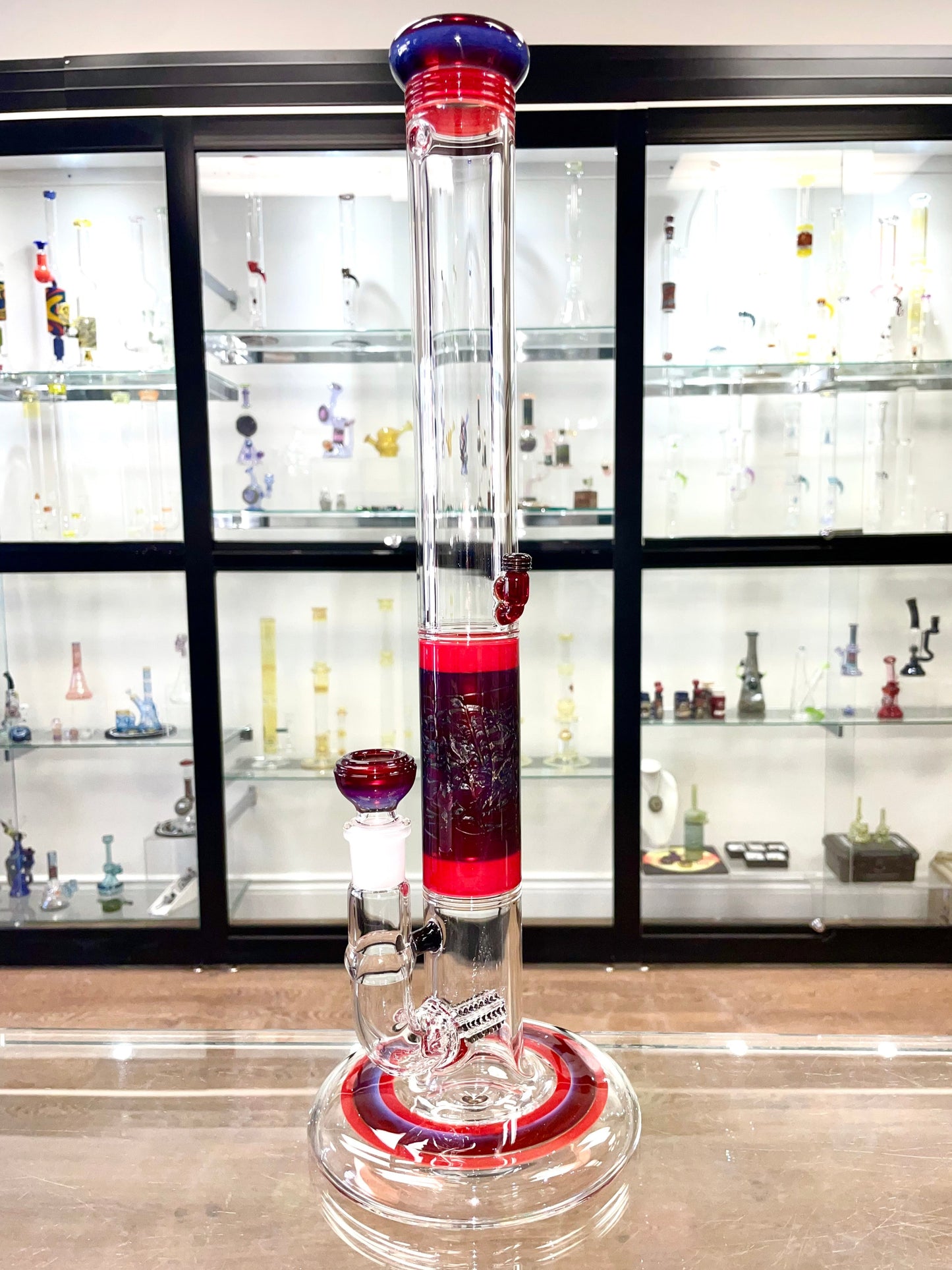 Obzrvr 8-Line Tube in Phoenix over Electrum, Cherry over Pomegranate & Electrum Stringers