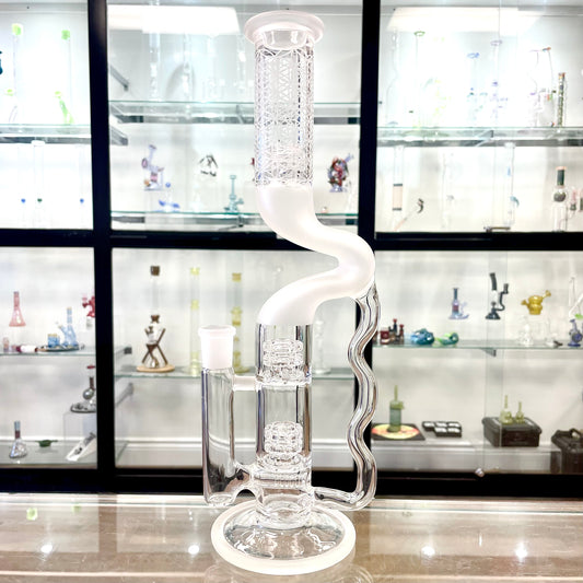 Gnob Glass Bent Neck Prototype Recycler w/ Sandblasting - #19