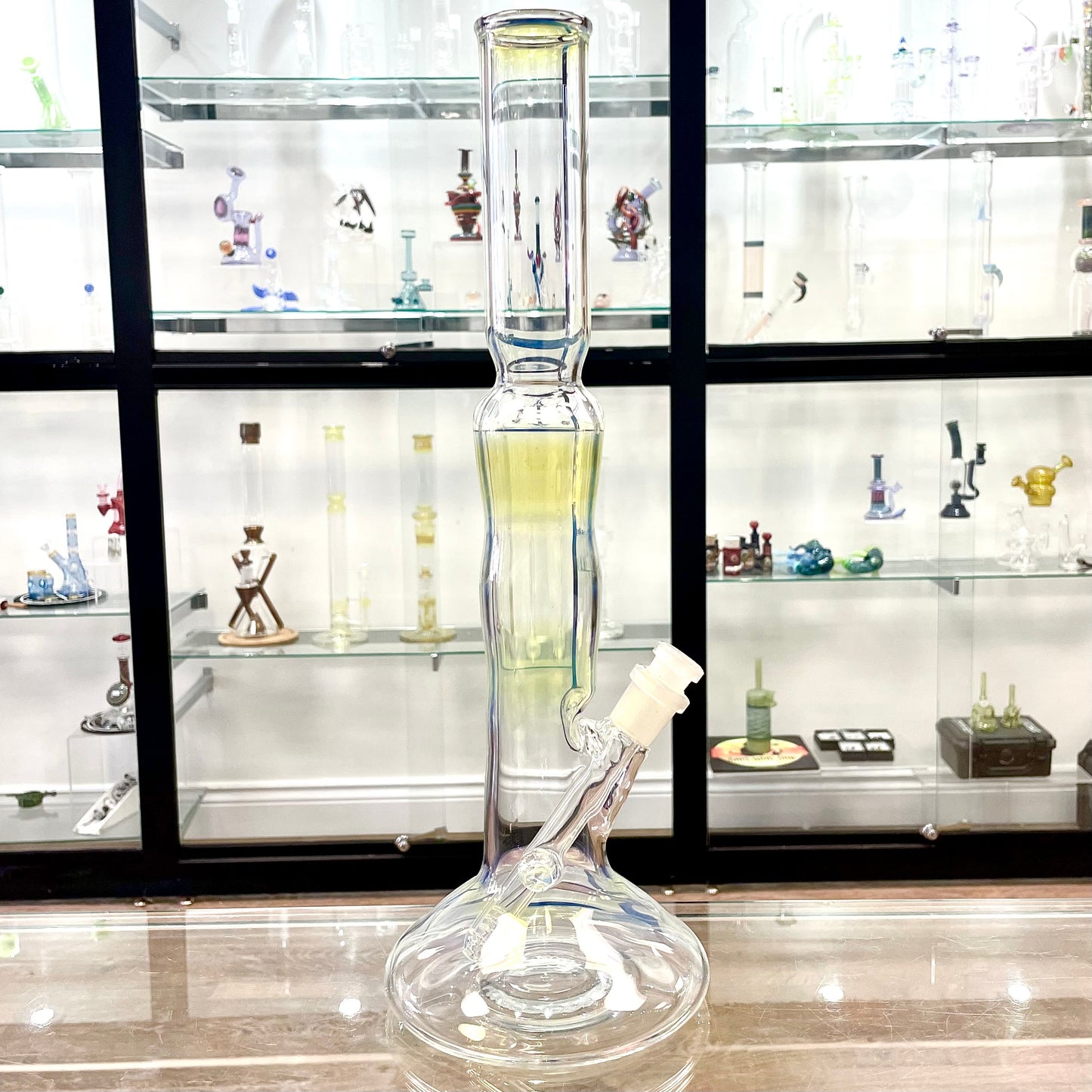 Mastah Glass Fumed 15" Hollow Foot Straight Tube w/ 18mm-14mm Stem