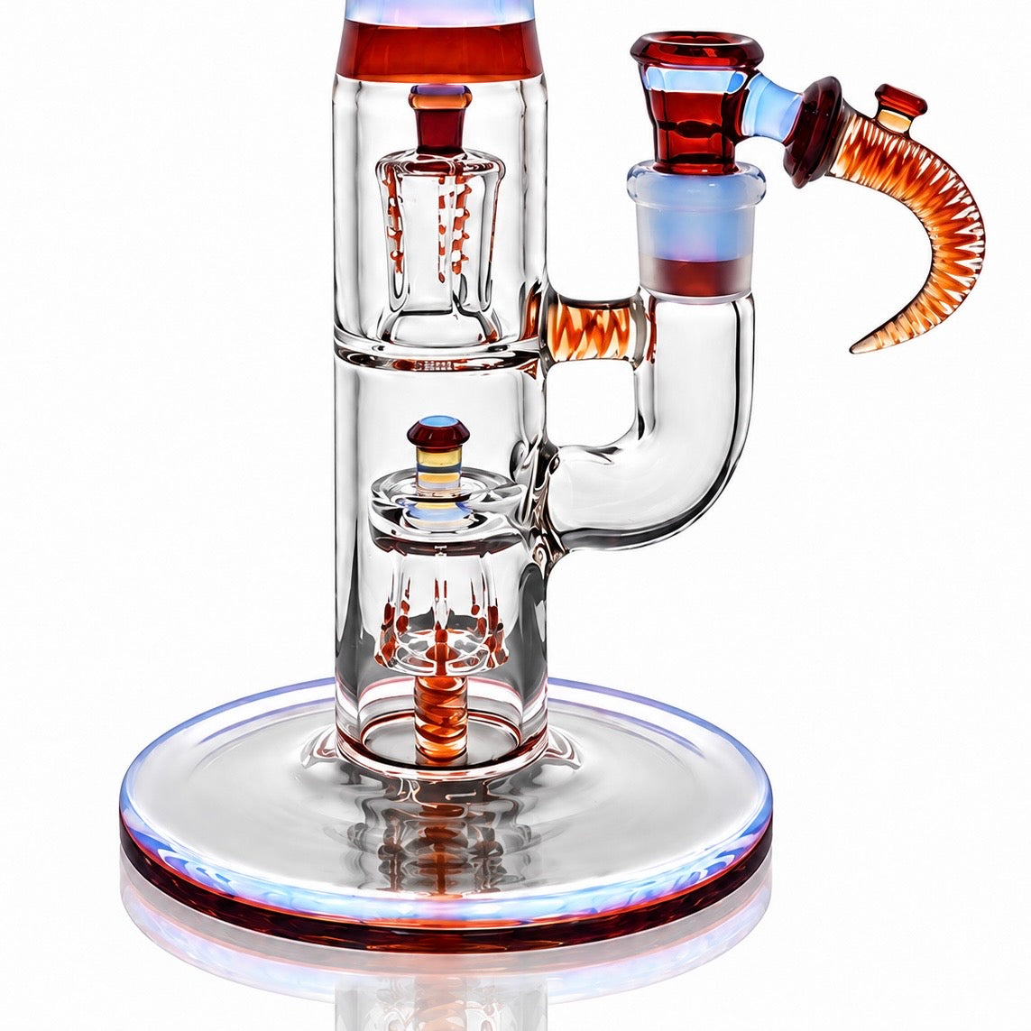 Jamms Full Accent Double Diamond Tube Set w/ Encalmo Midsection & Restriction, Matching Bowl & Poker - Moonstone & Ruby Slippers