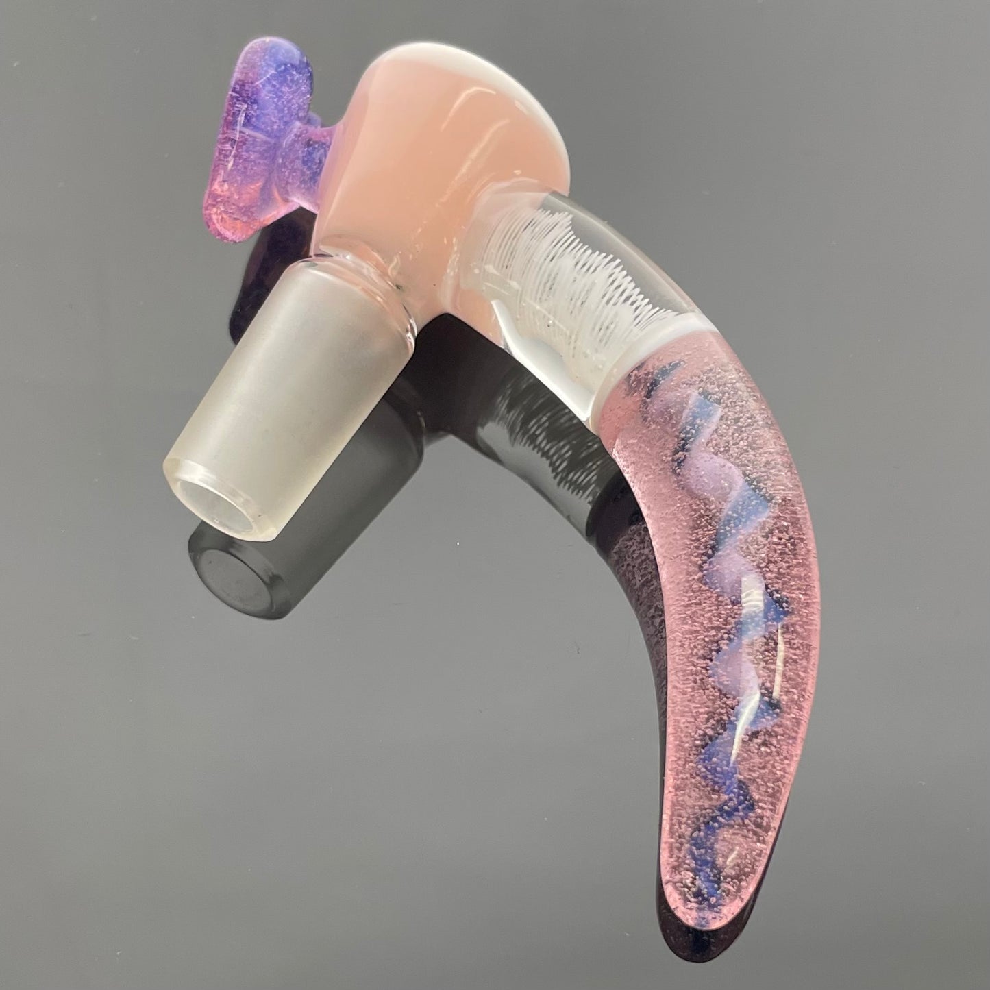 Glass With Jeremy 14mm Heart Bowl w/ UV Cane Horn - Various Colours