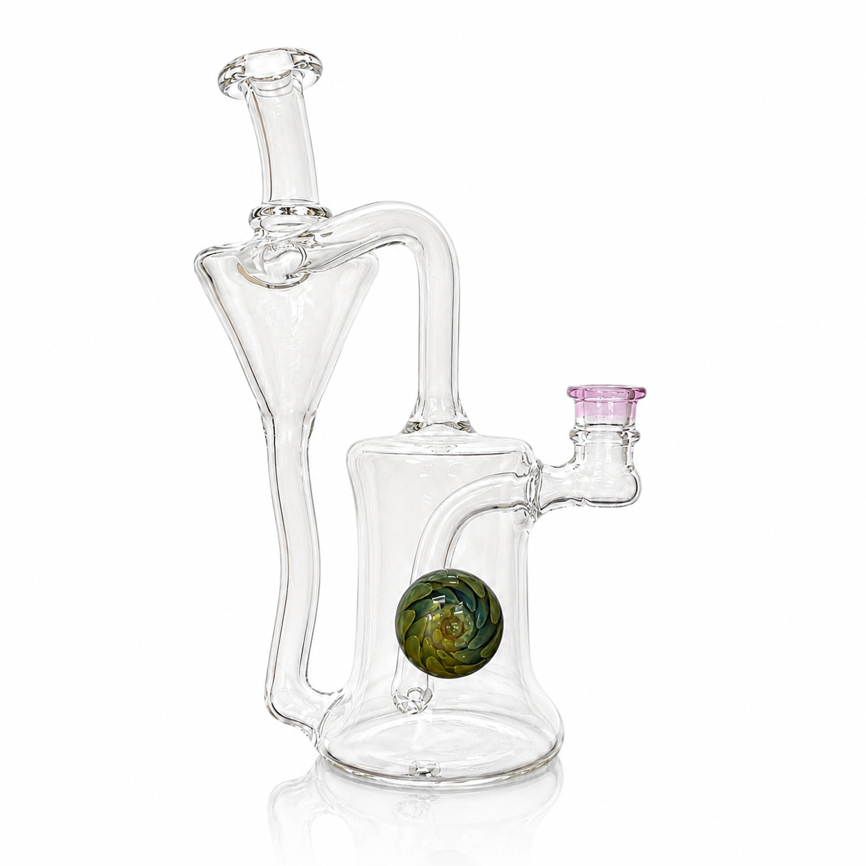 Clarks Glass Clear 14mm Recycler w/ Colour Accents