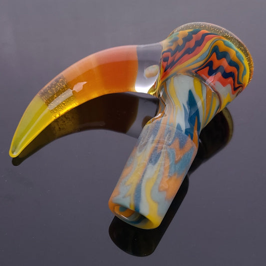 T-Rex 18mm 4 hole Reversal Bowl w/ Reversal Handground Joint, Orange Opal & Encalmo Horn