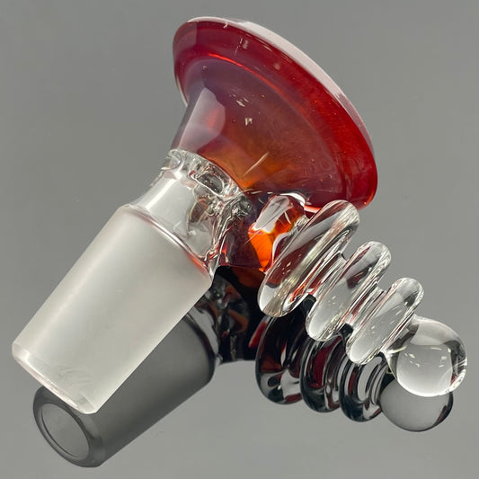 Red Heady Partially Accented Double Dip 18mm 4 Hole Ray Gun  - Unique Phoenix over Icy White Satin - #8