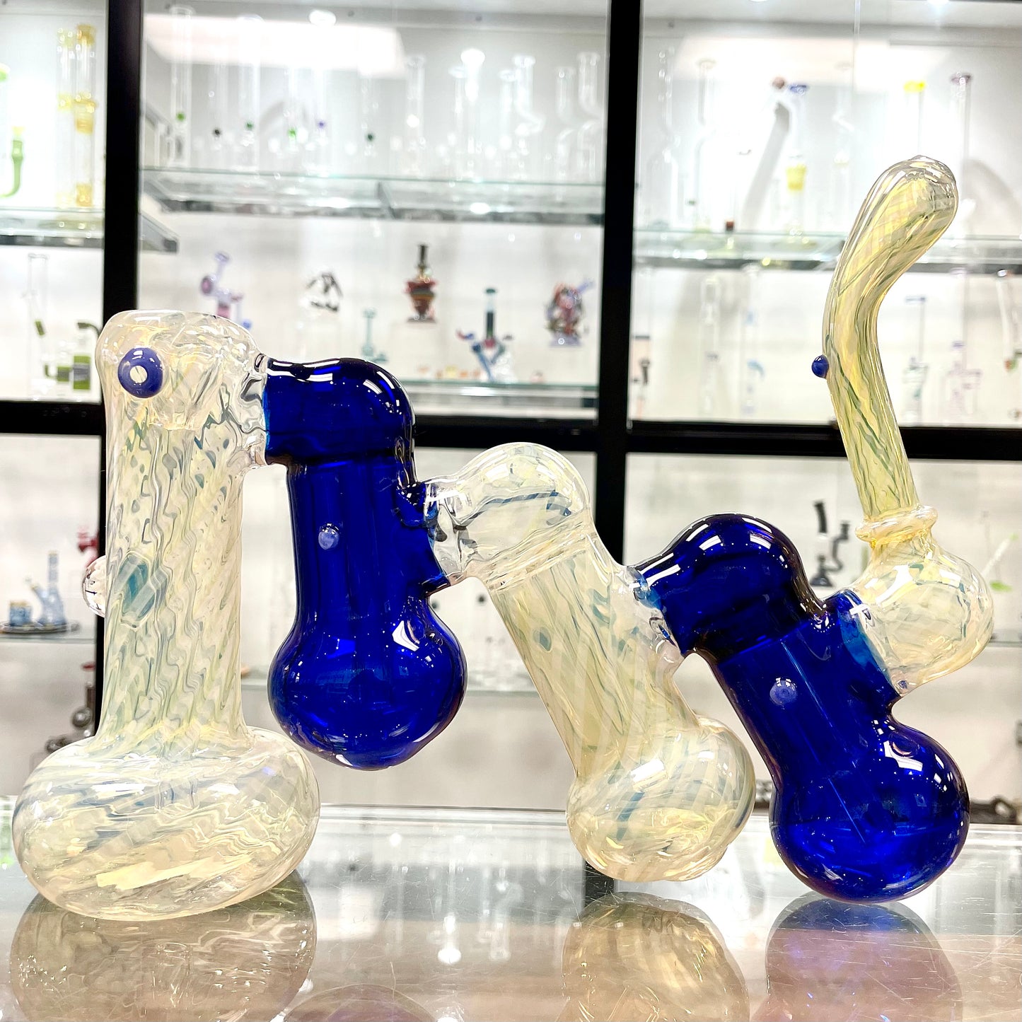Red Eye Glass Fumed Quad Water Bubbler -  (On sale due to small Imperfection)
