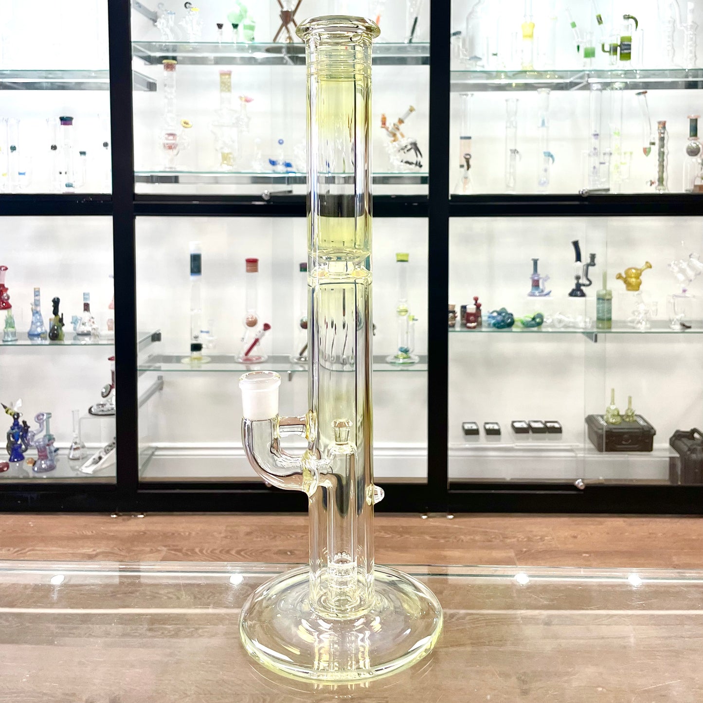 Jamms Straight Tube w/ 360° Pillar Perc - Clear w/ Fuming & Opal