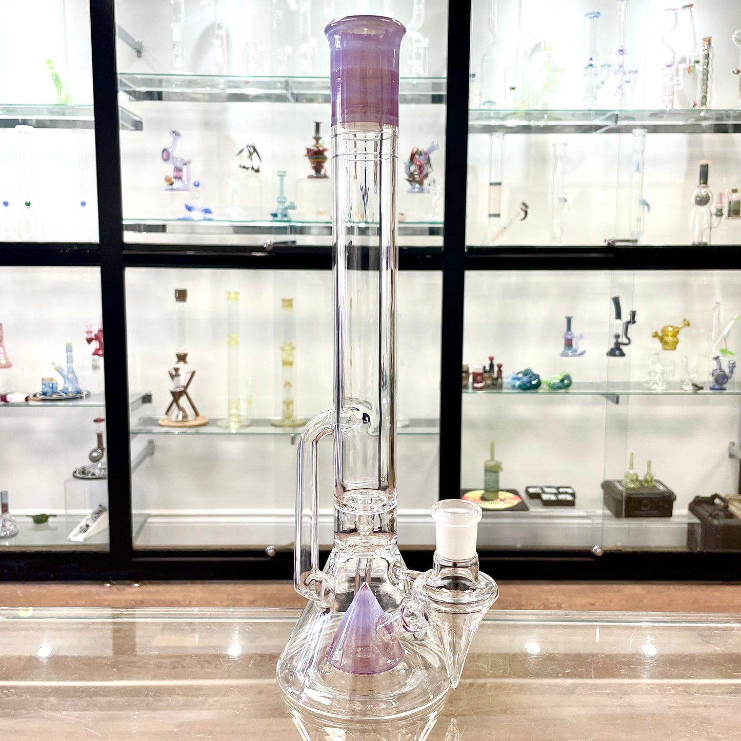 Discobox Large Colour Accented Fixed Single Recycler Beaker - Ghost Over Sangria