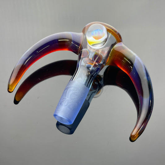 T-Rex 14mm 4 Hole Double Horn in Amber Purple w/ Handmade Raindrop Joint