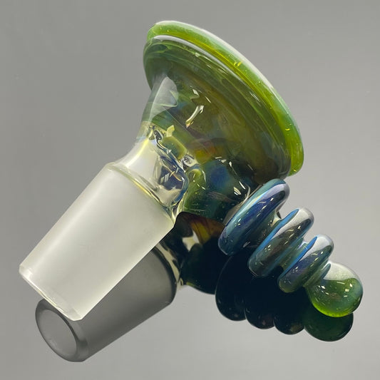 Red Heady Fully Accented 18mm 4 Hole Ray Gun Bowl - Mystery Aventurine - #2