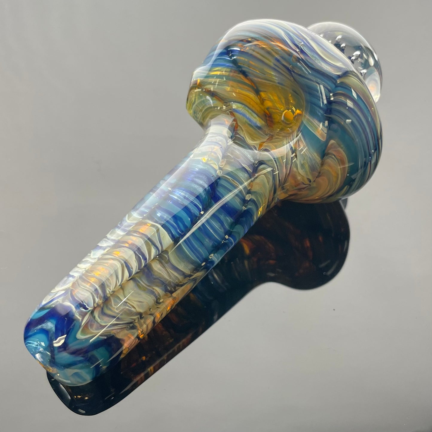 KG Glass 4.5" Wrap & Rake Thick Hand Pipe w/ Air Trap Marble