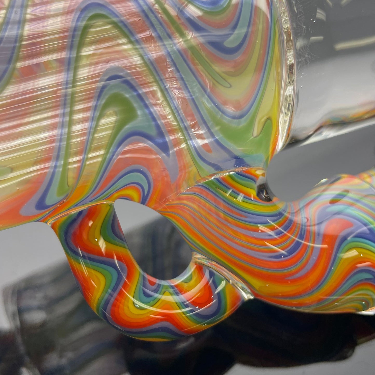 Blazed Worked Mini Pillar w/ Bent Neck & Hollow Foot - Wavy Gravy